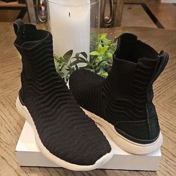 APL Shoes - APL Black Knit Slip-On Sock Sneakers with White Sole